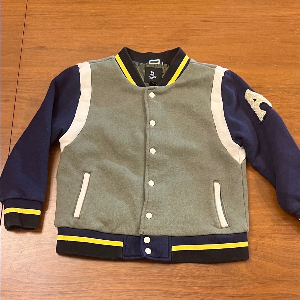 Art Class Kids Varsity Jacket S (6/7) Green/Blue Tiger Patch Snap